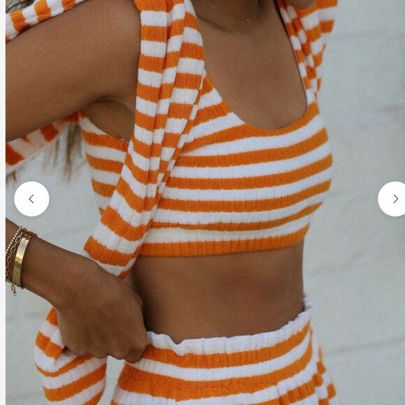 Orange and White Striped Two-Piece Set - Terri cloth BRAND NEW - Medium - Picture 6 of 6